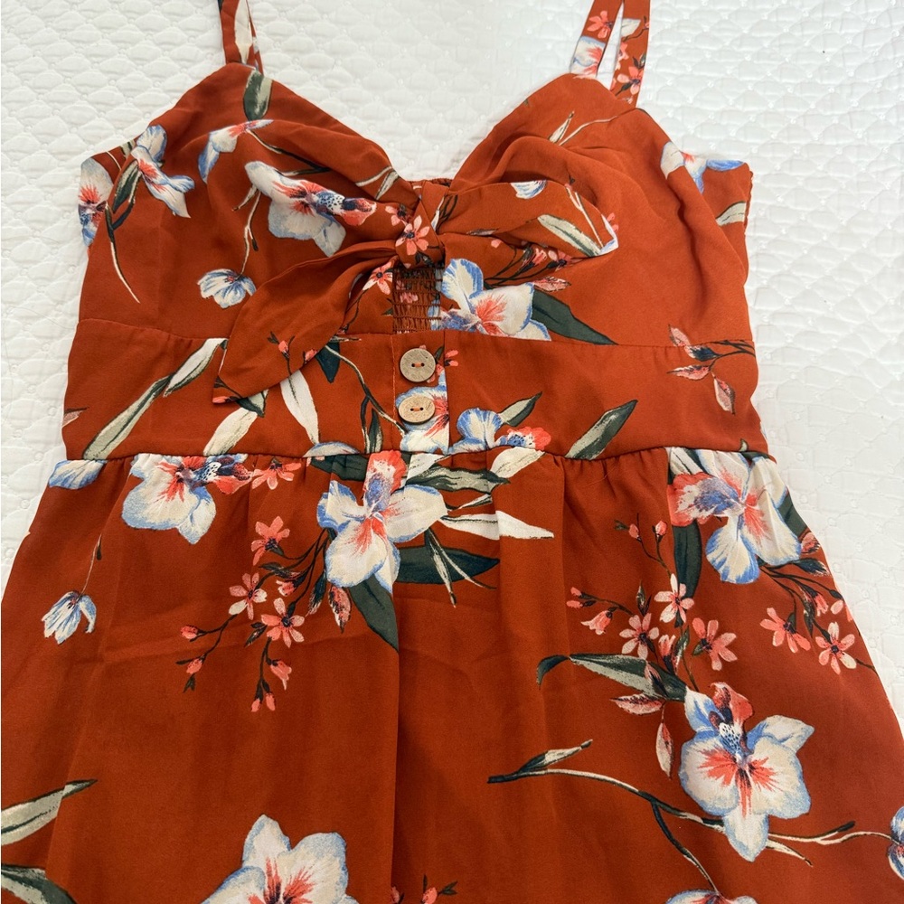 As U Wish Rust and Floral Dress